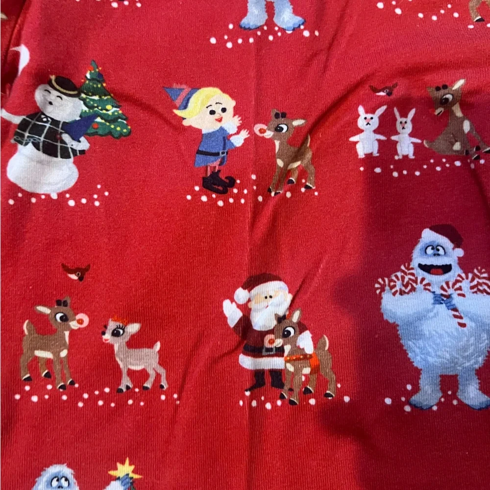 Pottery Barn Kids Red Holiday Snowman & Reindeer Pajama Set
